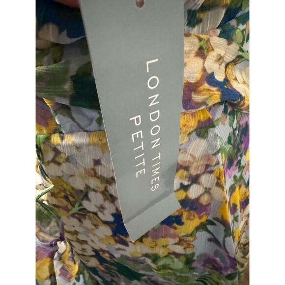 NWT Easter Spring Floral Wrap Dress 12P Petite London Times Garden Party - Picture 4 of 8